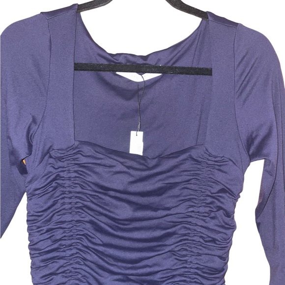 NWT Susana Monaco Ruched Long Sleeve Dress in Midnight - Picture 6 of 11